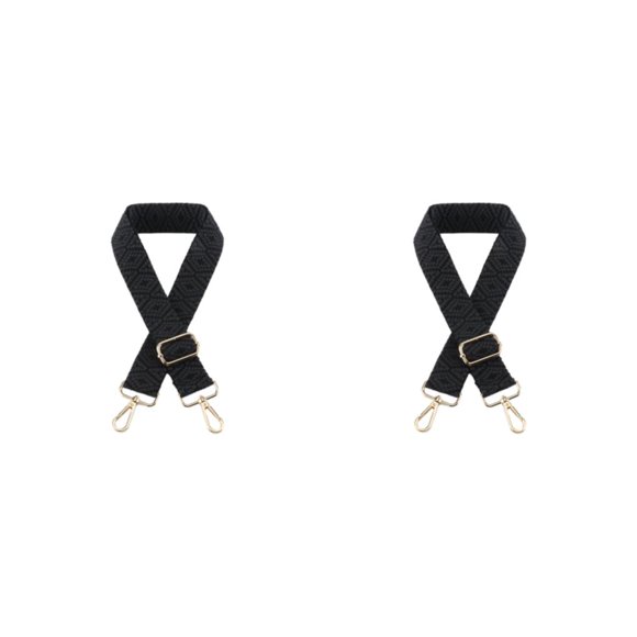 Sonducket Bolso de mano para mujer, mochila, cinturón ancho, bandolera, correa de repuesto, monedero grueso, asa, correas de mensajero, correas Negro Botón dorado claro 2piezas