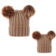 thumbnail image 4 of Gorro para padres nuevos, gorro de bebé con rosca de otoño e invierno europeo y americano, gorro tejido con bolas de pelo doble, gorro, 4 of 5