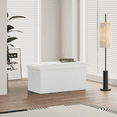 thumbnail image 4 of Magshion 30" Collapsible Storage Ottoman Bench, PU Leather Folding Footrest Ottoman with Storage, for Living Room Bedroom Entryway, White, 4 of 8