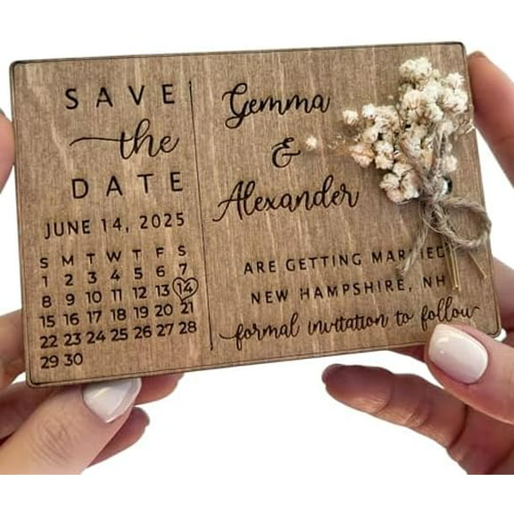 Wooden Magnet Save the Dates for Weddings, Floral Save the Date Magnets - Rustic Wedding Magnets 100% Birch Wood$$Home Decor, Kitchen, & Other