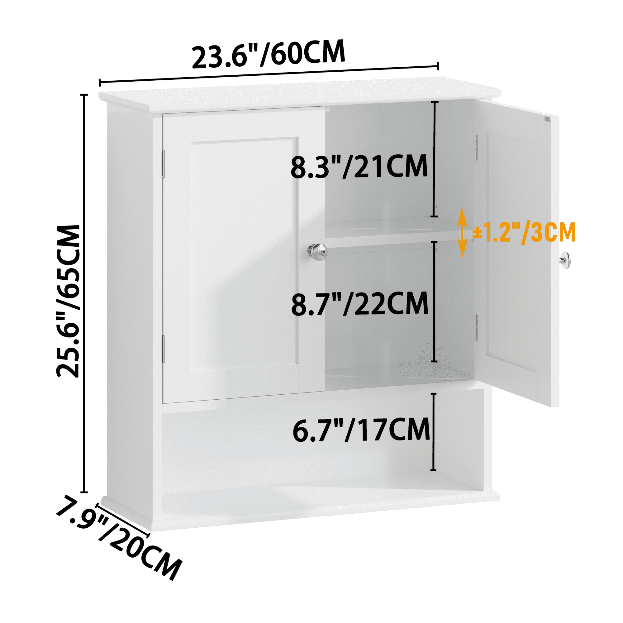 Bathroom Cabinet Wall Mount,3-Tier Medicine Cabinet Storage Organizer with Adjustable Shelves for Bathroom,Kitchen,Entryway,White