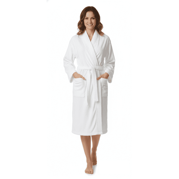 100% Cotton Terry Cloth Bathrobe Unisex | Men Women 48 x 63 Bath Robe Plush | Kimono | Spa, Sauna, Shower