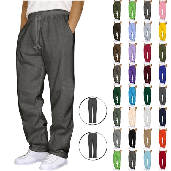 Havenre Sweat Pants for Men Big and Tall Regular Fit Casual Drawstring Elastic Waist Workout Joggers Pants Loose Straight Wide Leg Track Pants Solid Casual Trousers with Pockets