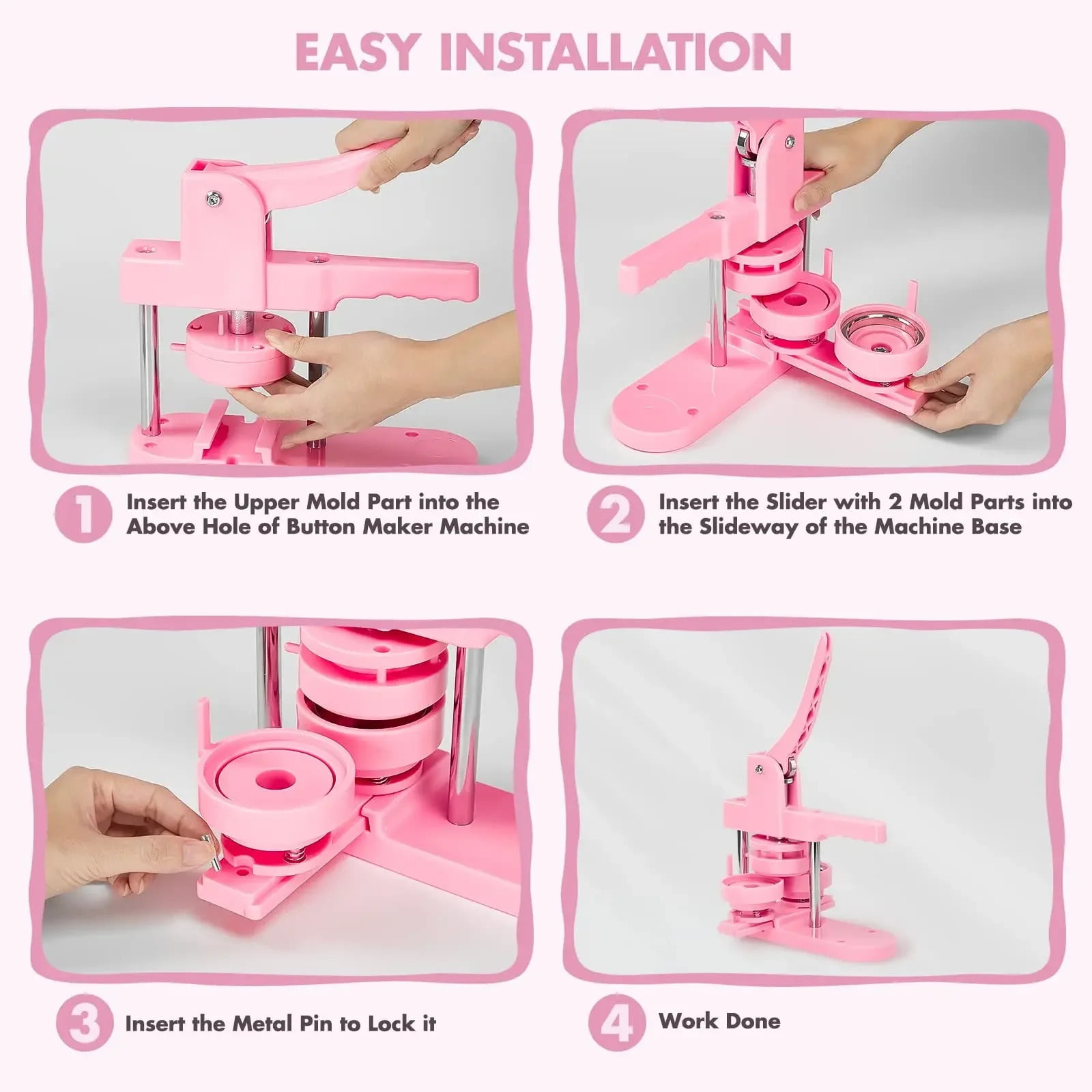 Button Maker Machine Multiple Sizes100pcs Pin Badge Parts Pin Press Button Maker for Hats ,Beginner-Friendly