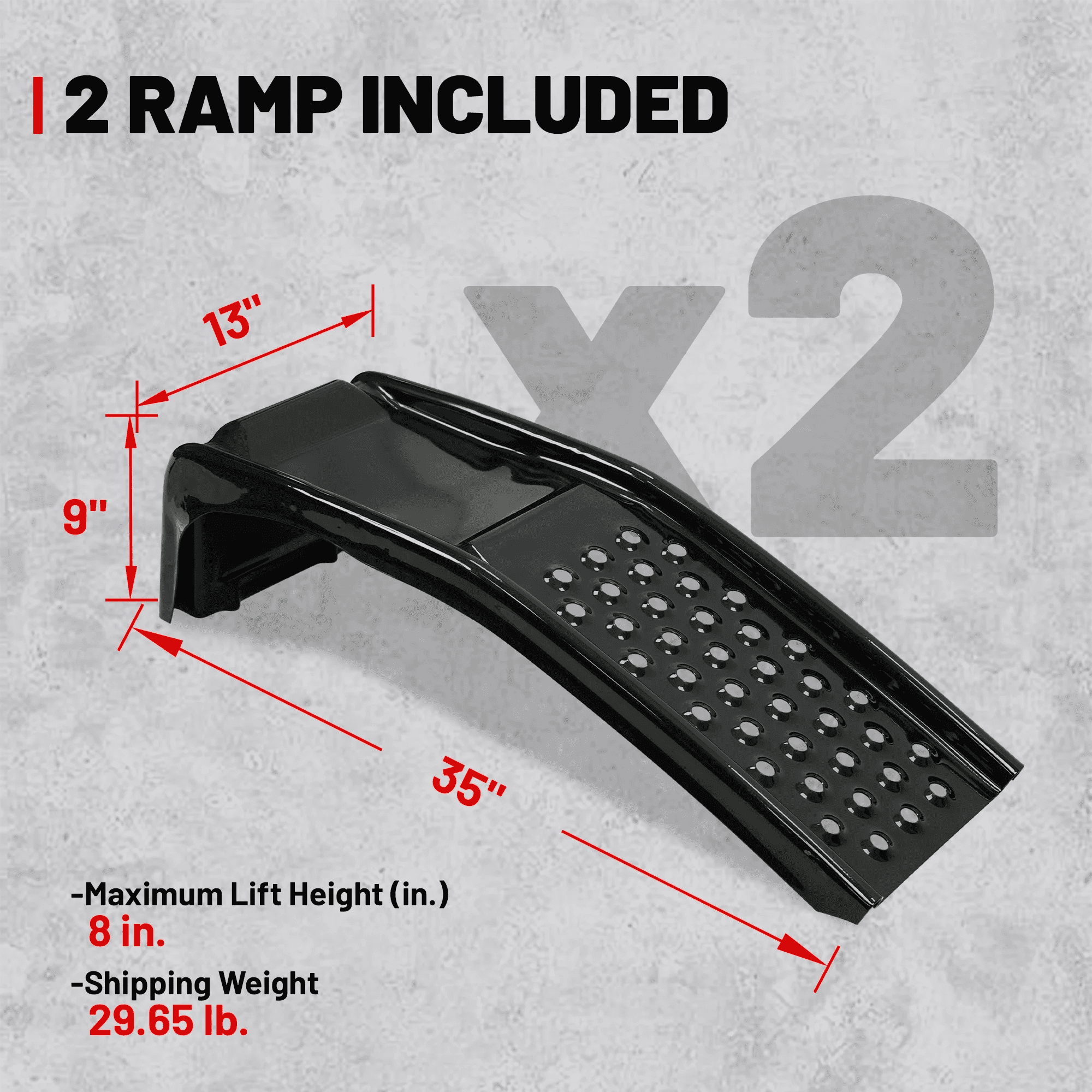 Rockland 2 Ton Steel Car Ramps Set, Heavy Duty Auto Truck Ramps for Oil Change & Repair, Pack of 2