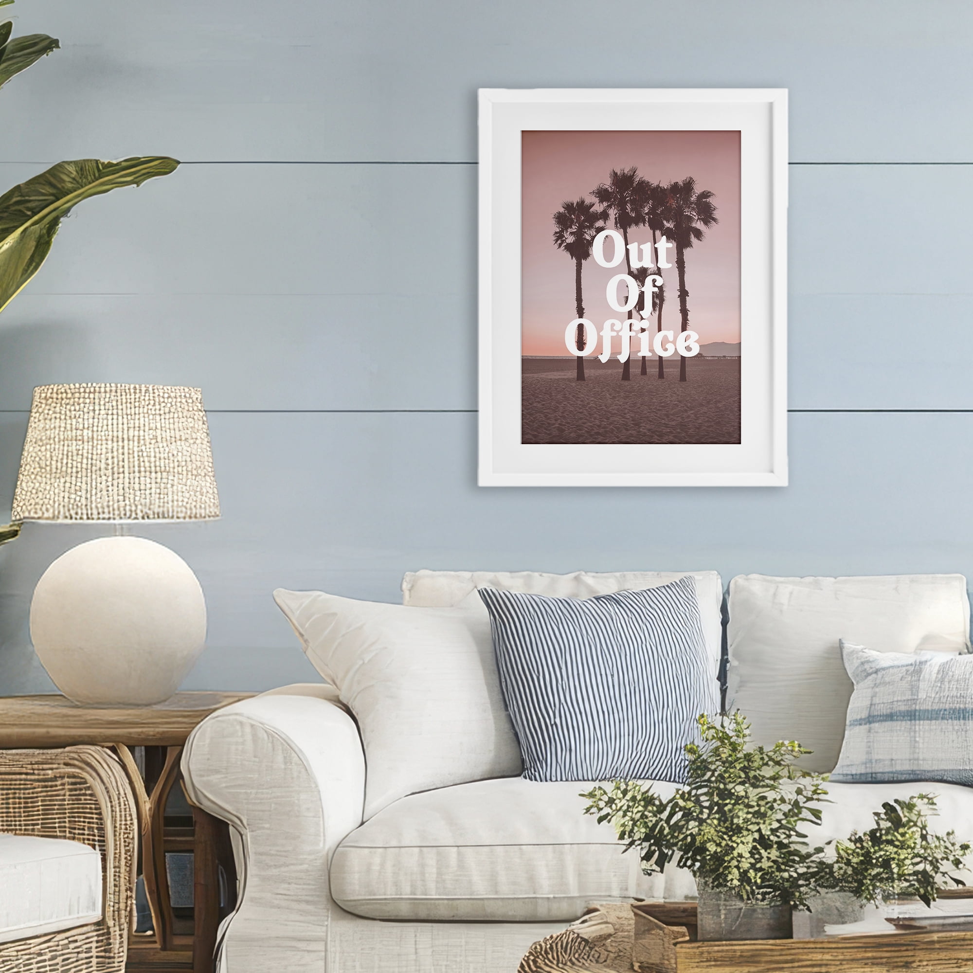 Stupell Industries Pink Tropical Out Of Office White Framed Print Under Glass, design by Lil' Rue