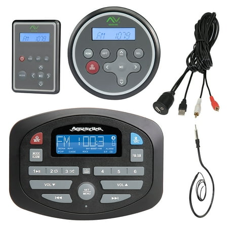 Magnadyne Linear Series SP3 AM/FM Bluetooth Compact RV Audio Receiver, WRC150 Wired Remote Control, CCR150 Wireless Remote Control, Enrock Antenna - 40 ", Enrock USB 3.5MM Aux Interface Mount