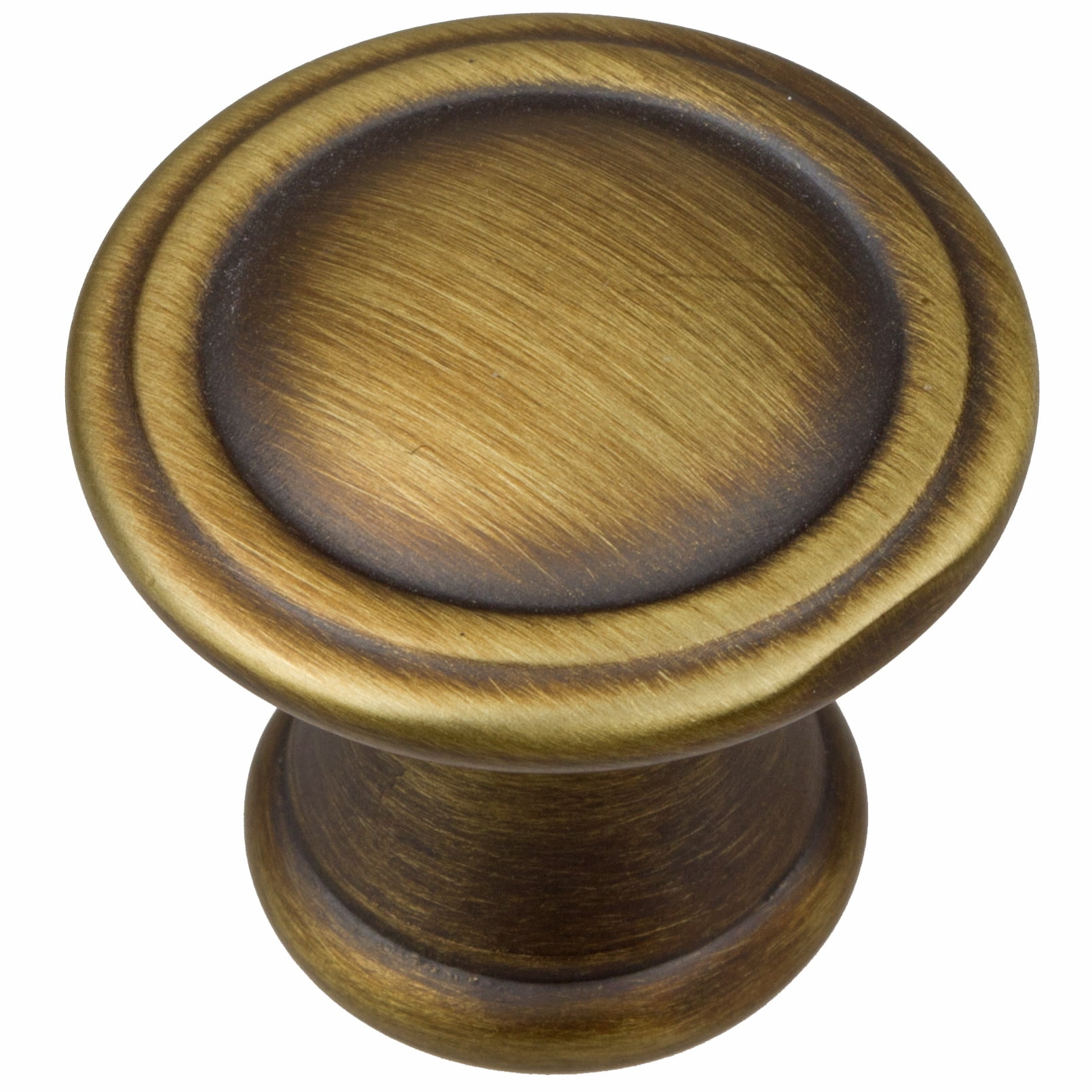 GlideRite 1 in. Classic Reeded Round Knob, Antique Brass