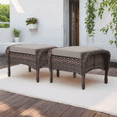 thumbnail image 3 of Gymojoy 5 Pieces Outdoor Chat Chair Set PE Rattan Patio Conversation Set of 2, Swivel Chair with Cushion and Side Table, Brown/Gray, 3 of 12
