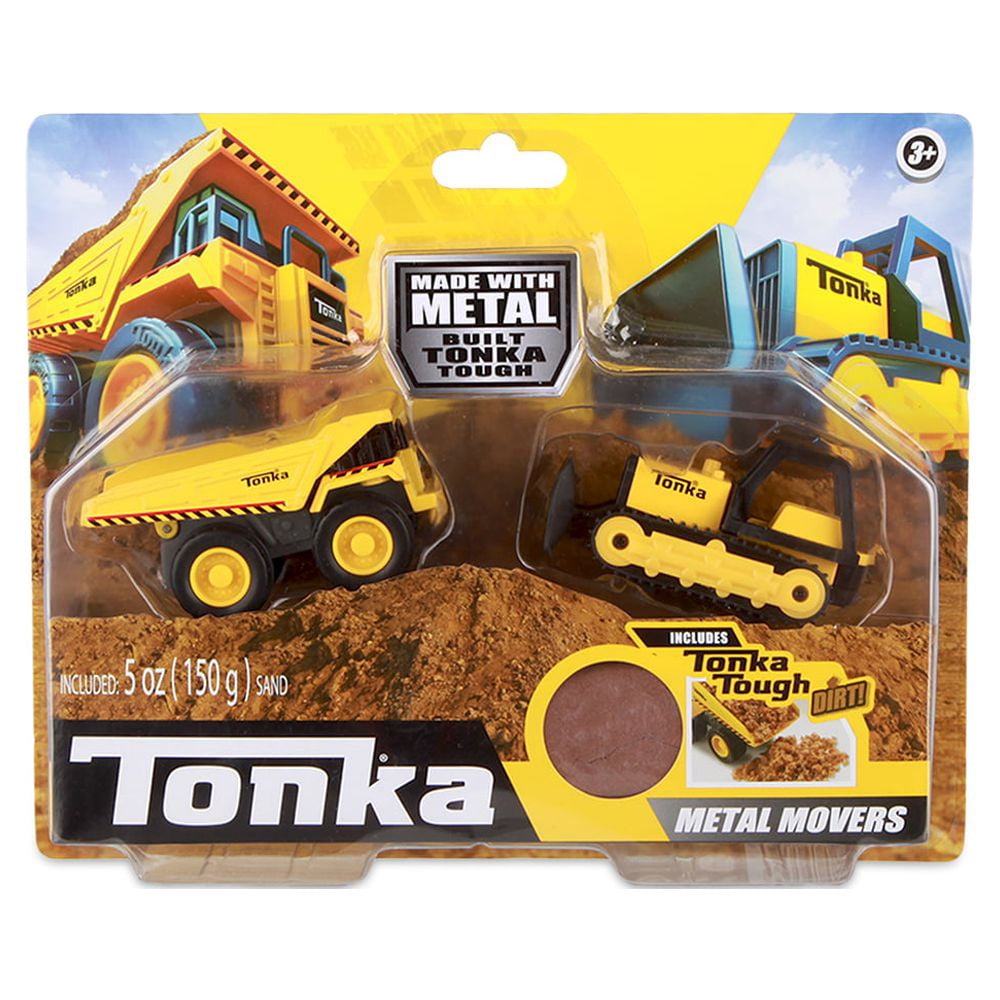 (2 pack) Tonka  Metal Movers Combo Pack, Mighty Dump Truck and Bull Dozer, Great Gift for Boys or Girls, Ages 3 Years and up