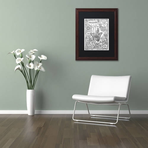 Trademark Fine Art "Hamsa Hand" Canvas Art by KCDoodleArt Black Matte, Wood Frame