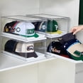 thumbnail image 2 of Sindcom 2 Pack Hat Organizer for Baseball Caps, Clear Hat Holder Box with Drawer, Large Hat Storage with Sliding Tray, Stackable Rack Display Case with Magnetic Door, Each Holds 12 Hats, 2 of 9