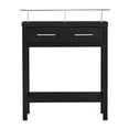 thumbnail image 2 of Linon Hoover Console, Black, 1 Drawer with Top and Bottom Shelf Storage, 2 of 13