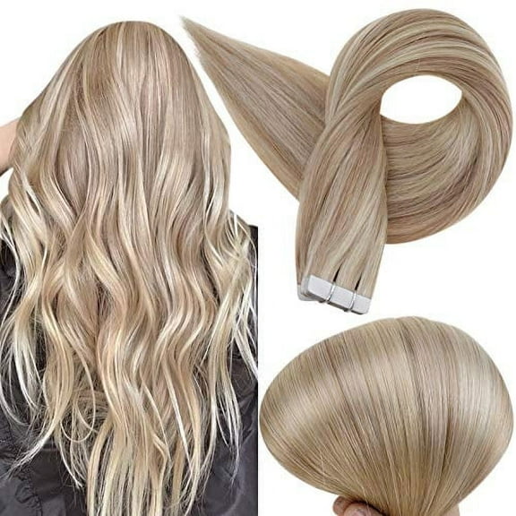 Full Shine Tape in Hair Extensions Human Hair 18 Highlight 613 Blonde Tape for Women Adult
