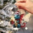 thumbnail image 4 of Bdday Christmas Decorations Santa Claus With Blue Dragon Ornaments For Christmas Tree Hanging Cute Acrylic Christmas Pendants Dinosaur Party New Year Supplies, 4 of 4