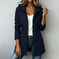 thumbnail image 4 of Staron Women's Waterproof Hooded Jacket Casual Zip Up Long Sleeve Windbreaker Coat with Pockets Drawstring Waist Fall Travel Outerwear Navy L, 4 of 6