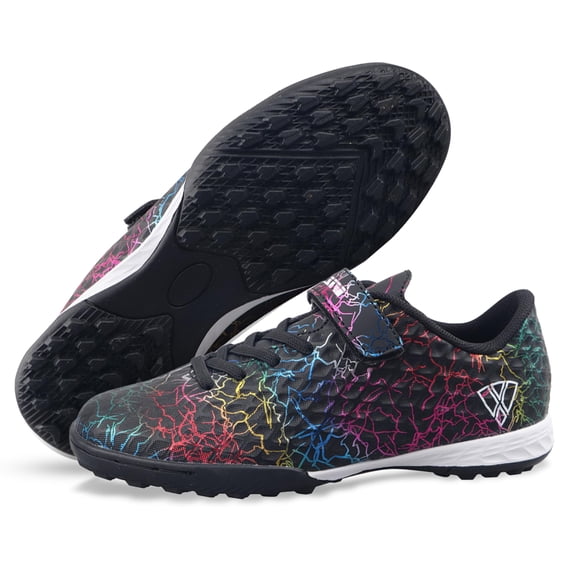Vizari Zodiac Youth Turf Soccer Cleats for Boys & Girls Hook & Loop | Turf Shoes Black Size-1