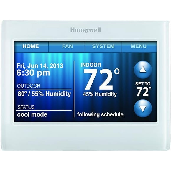 Honeywell TH9320WF5003 Wi-Fi 9000 Color Touch Screen Programmable Thermostat, 3.5 x 4.5 Inch, White, 'Requires C Wire