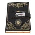 thumbnail image 4 of Cuaderno A5 con combinación de candado, color negro y dorado, estilo retro, 300 páginas, papel rayado suave, para la escuela, la oficina y viajes., 4 of 14