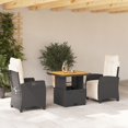 thumbnail image 1 of vidaXL 3 Piece Garden Dining Set with Cushions Black Poly Rattan, 1 of 5