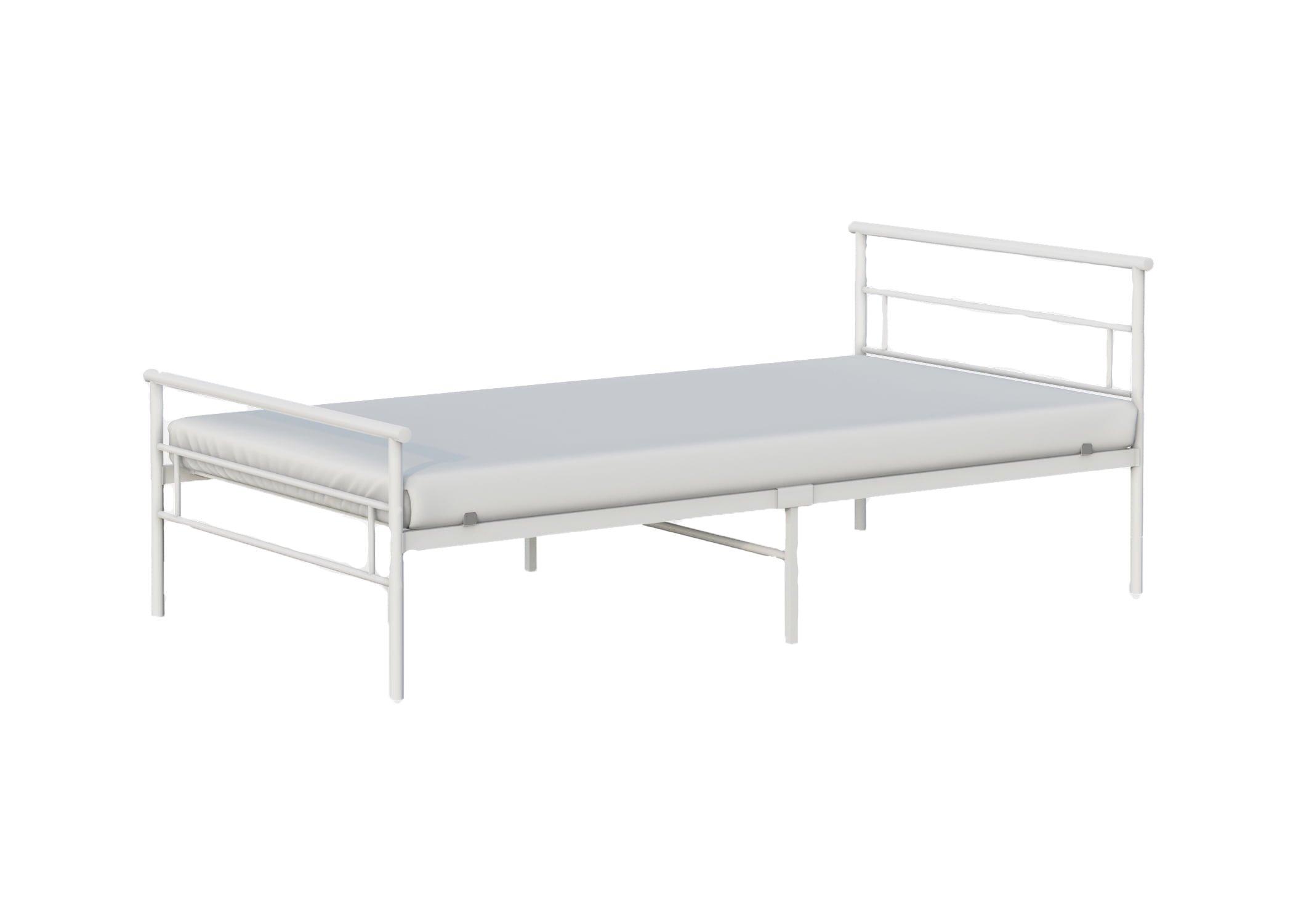 BK Furniture Seattle Classic Metal Bed, Twin, White