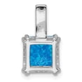 thumbnail image 4 of Auriga 925 Sterling Silver Rhodium-plated Polished Square Blue Opal Pendant (L-18.4mm, W-10.2mm), 4 of 6