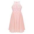 thumbnail image 3 of inhzoy Girls' Princess Halter Neck Lace Chiffon A-Line Junior Bridesmaid Dress Pink 12, 3 of 8