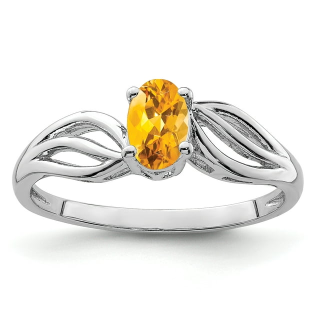 925 Sterling Silver Citrine Ring Birthstone November Gemstone