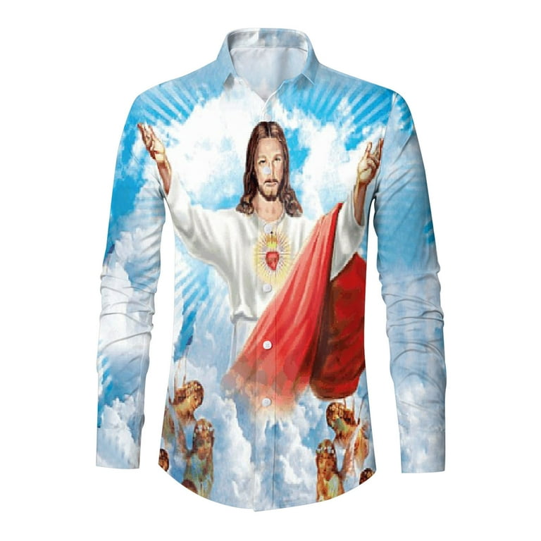YUHAOTIN Easter Day Patriotic Shirts for Men Men's Easter Fashion Digital  3D Printed Long Sleeve Lapel Button Down Shirt Top Long Sleeve Shirts for  Men Button up Casual Dress Shirts for Men