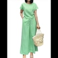 thumbnail image 3 of Conjunto de 2 Piezas para Mujer: Blusa de Media con Cuello y Pantalón con Bolsillos, Informal para el Trabajo y Viajes. Verde S, 3 of 6