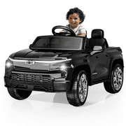 EVOKEDEN 24V Licensed Chevrolet Silverado Electric Car for Kids, Ride on Toys for Toddlers with Remote Control, Soft Start, LED Lights, Music Player, Seat Belts, Black