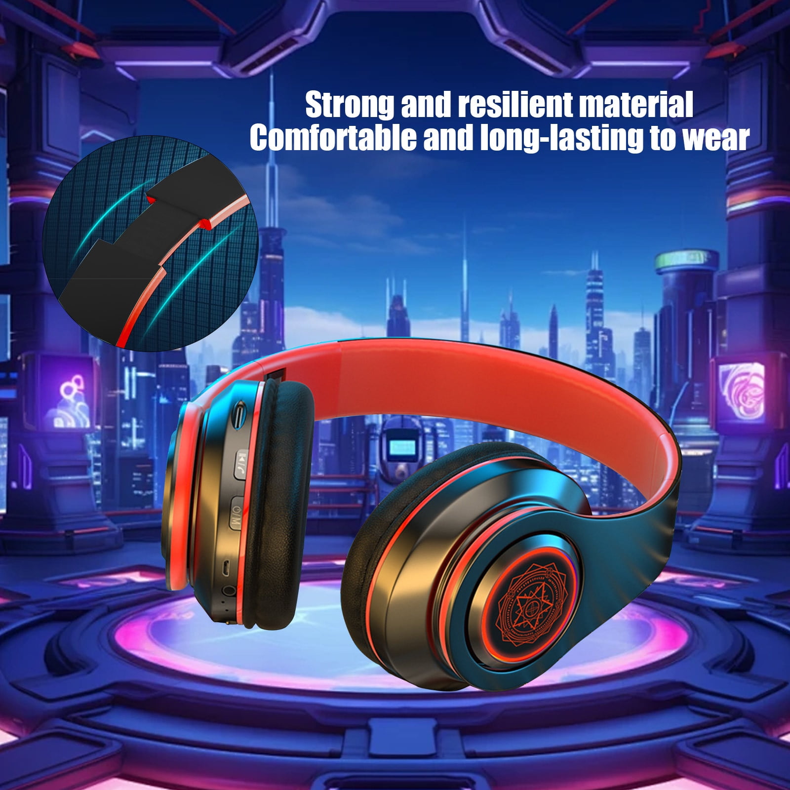Wireless Bluetooth Over Ear Headphones Up to 28H Battery Life Headset with Microphone Gym Overhead Headphones Compatible with iOS & Android Mobile Phones, Computers, Laptop,Black