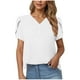 thumbnail image 2 of Blusa de verano de manga corta con cuello en V para mujer, camisa informal con botones, parte superior lisa y suave, ajuste cómodo para el hogar o el trabajo, sopatenor, 2 of 6