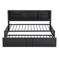 thumbnail image 4 of Bellemave Twin Size Daybed with Trundle and Storage Headboard, Metal Captains Beds Frame with USB Charging Port, Twin Trundle Platform Bed with Bookcase, No Box Spring Needed （Black）, 4 of 7