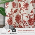 thumbnail image 4 of DriftAway Freda Jacobean Floral Linen Blend Lined Thermal Insulated Room Darkening Blackout Grommet Window Curtains 2 Layers 2 Panels Each 52 Inch by 84 Inch Red Beige, 4 of 8
