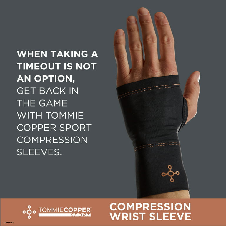 Tommie Copper Sport Compression Wrist Sleeve, Black, Large/Extra-Large,  Muscle Recovery, 1 Count per Pack 