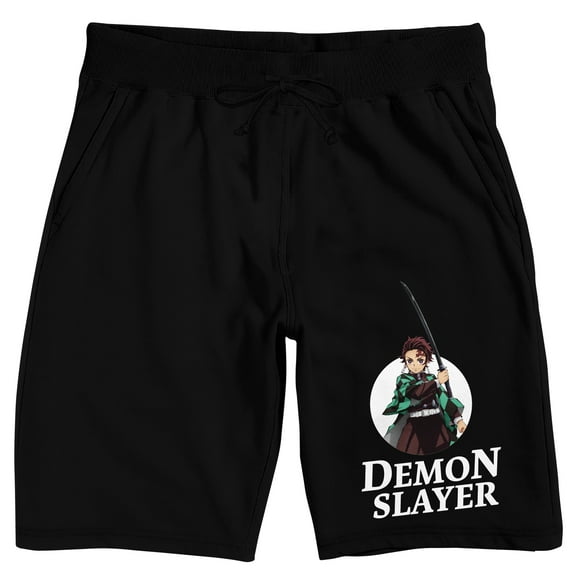 Demon Slayer Tanjiro Men's Black Sleep Pajama Shorts-Medium
