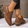 thumbnail image 3 of Womens Western Boots Low Top Stacked Heeled Ankle Boots Snakeskin Print Slip on Elastic Chelsea Booties, 3 of 7