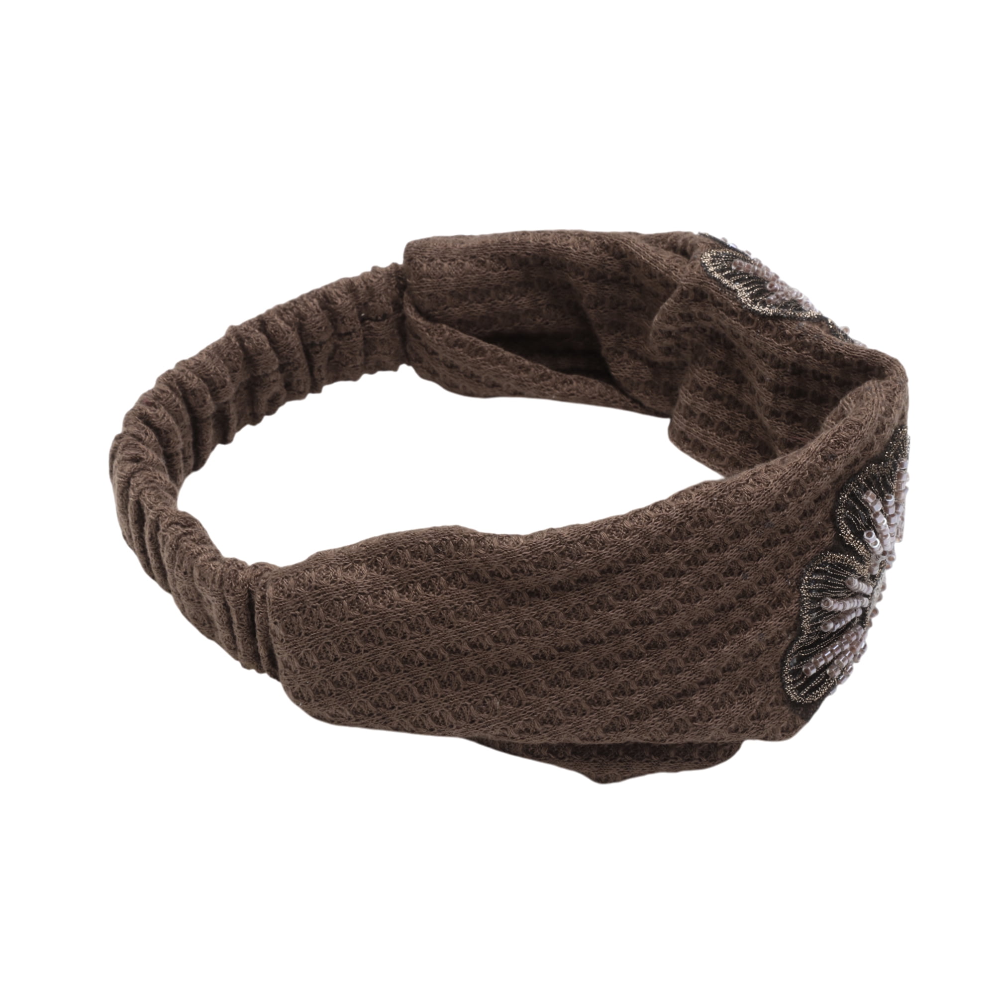 Unique Bargains Wide Five Petals Headband 1 Pc Coffee Color