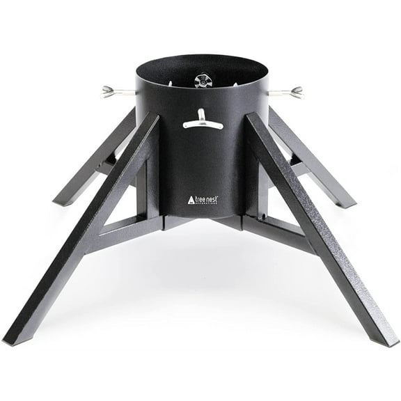 Tree Nest Large Geometric Christmas Live Metal Modern Tree Stand, Black