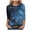 Blue, variant on Womens Spring Summer Tops Galaxy Print Starry Sky 3/4 Sleeve Crew Neck Loose Fit Casual Blouses