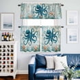 thumbnail image 2 of Ocean Creature Kitchen Curtains Valances and Tiers Set of 3 Eight Pawfish Corals Sea Stars Tier Curtains and Valance with Rod Pocket for Small Windows, 27.5"x24", 2 of 9