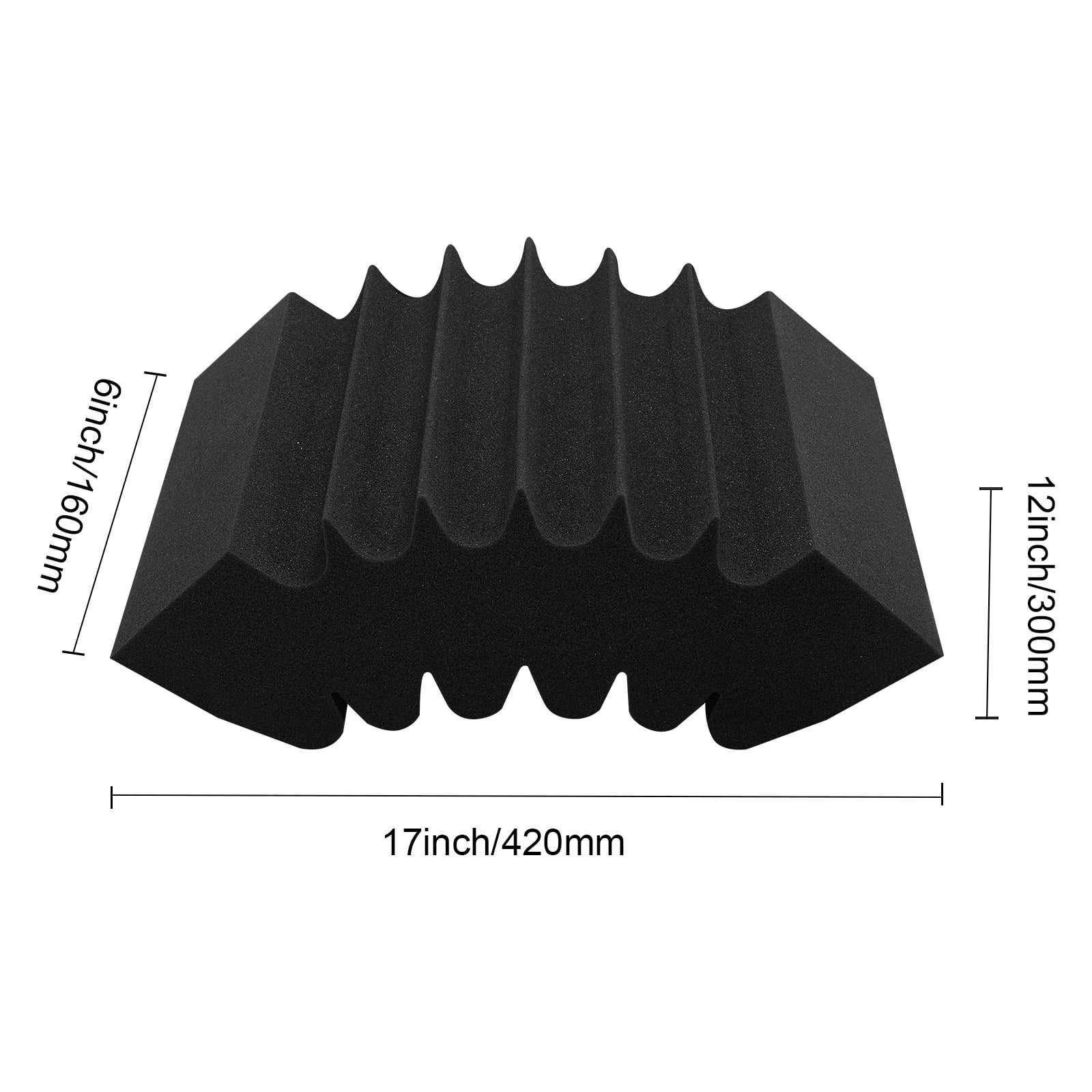 VEVOR Acoustic Foam Panels,4 Pack 16.5 x 6.3 x 12 inches,Adhesive High Density Soundproof Wall Panels,Sound Dampening Absorbing Panel for Studio Wall and Ceiling,Black