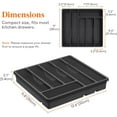 thumbnail image 2 of Silverware Organizer with Lid, Covered Utensil Tray for Kitchen Drawer and Countertop, Plastic Cutlery and Flatware Storage Box for Spoons Forks Knives Holder Case, 6 Compartments, Black, 2 of 4