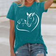 thumbnail image 2 of Trendfront Womens Horse Dog T Shirt Heart Line Art Print Short Sleeve Crew Neck Animal Lover Casual Graphic Tees, 2 of 4