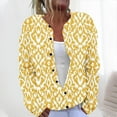 thumbnail image 2 of Idoravan Womens Cardigans Dressy Casual with Buttons Ladies' Casual Printed Knitted Cardigan With Button Up Jacket And Top Yellow XXL, 2 of 5