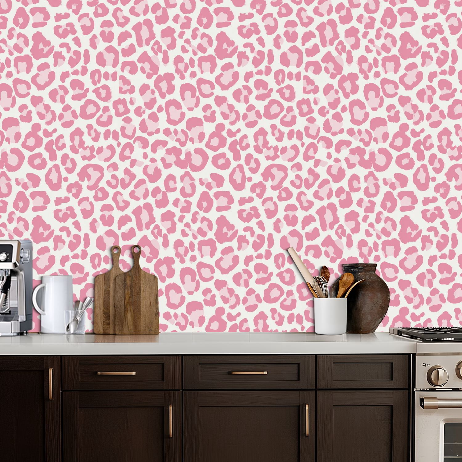 Peel and Stick Wallpaper Pink Leopard Print Soft Pastel Shades Wall Mural 17.7in x 9.8ft Self Adhesive Removable Wall Paper Renter Friendly Wallpaper for Nursery Bedroom Cabinets