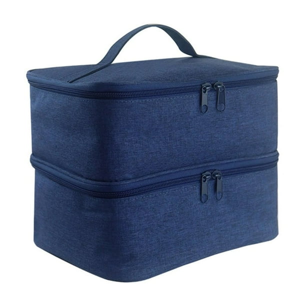 Caja de almacenamiento Vogacara de esmalte de uñas organizador portátil de doble capa Azul