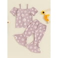 thumbnail image 5 of FEORJGP Kids Baby Girl 2Pcs Summer Outfits 1T-5T Toddler Off Shoulder T-Shirts Floral Print Tops + Flare Pants Set Infant Little Girls Fashion Cute Casual Clothes for Daily Vacation, 5 of 8