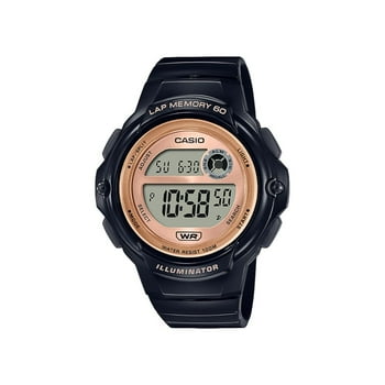 Casio Women's Digital Sports Watch with 60-Lap Memory Black/Rose Gold - LWS1200H-1AV